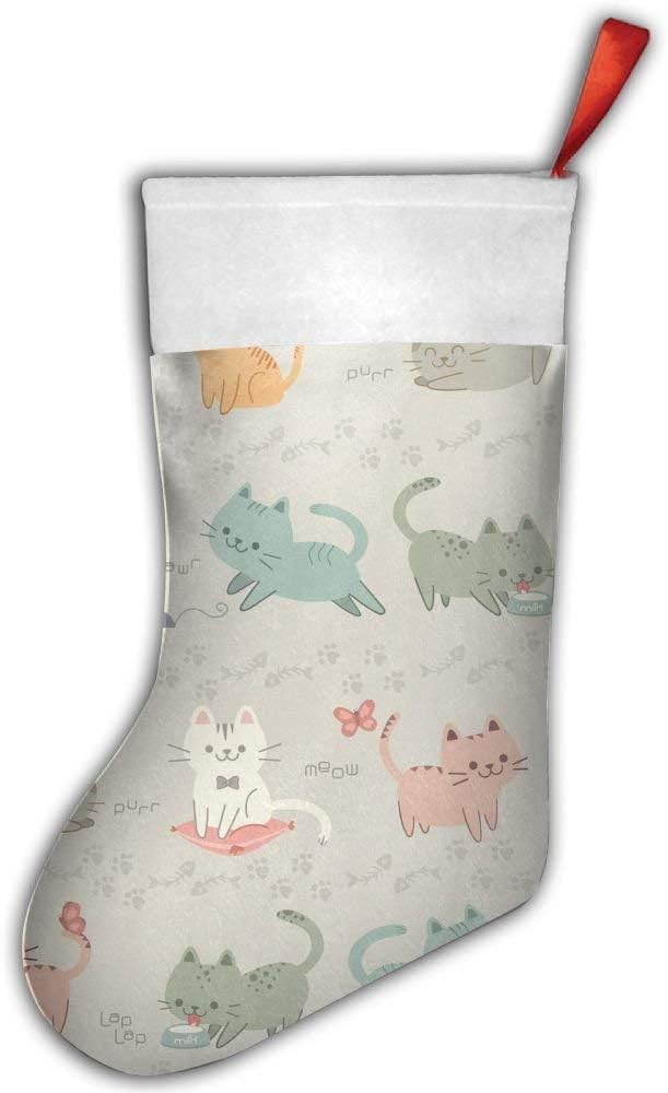 YuanHu Playful Kitty Hipster Pet Cat Christmas Stocking Red Xmas Socks