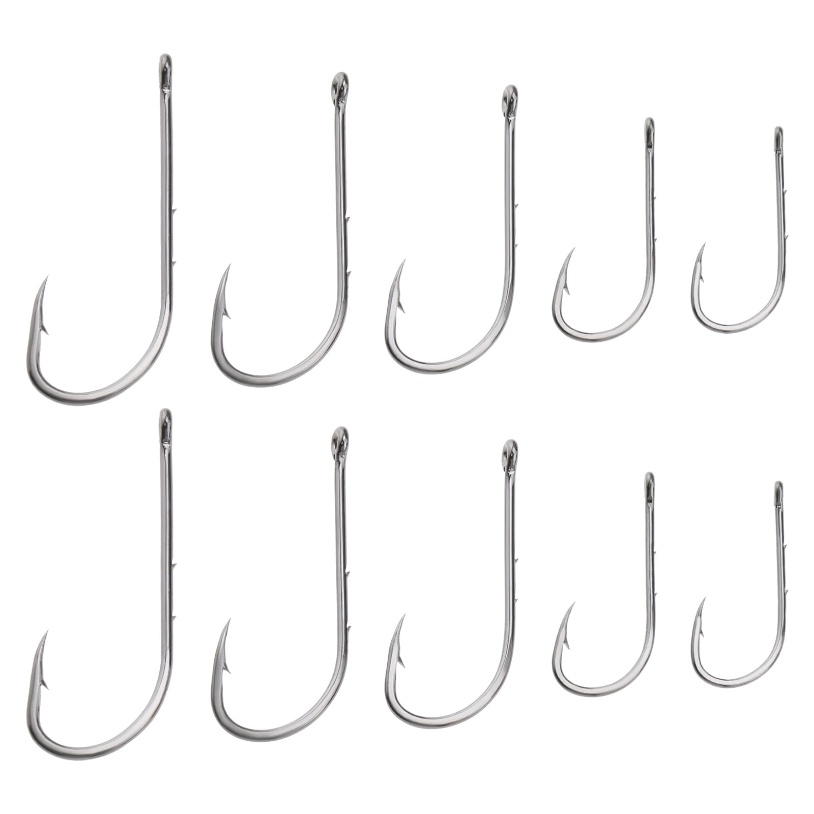 EMSea 50Pcs Bait Holder Sea Fishing Hooks Barbed Shank Hook Fishing Hook Worm Hook for Freshwater Saltwater Redfish Snook Black
