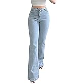 CutieLove Women's Ripped Jeans Bell Bottom Flare Jeans Mid Rise Destroyed Hem Denim Pants