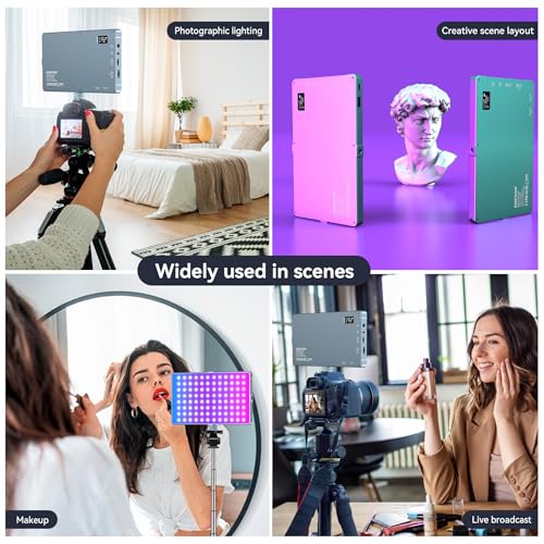 ENEGON 10000mAh RGB LED Video Lights - 276 LED Beads with OLED Display, 18.5W Max, CCT 2500-9900K, CRI 96+, 21 Scene Modes - Ideal for Photography, YouTube, TikTok and Video Conferencing
