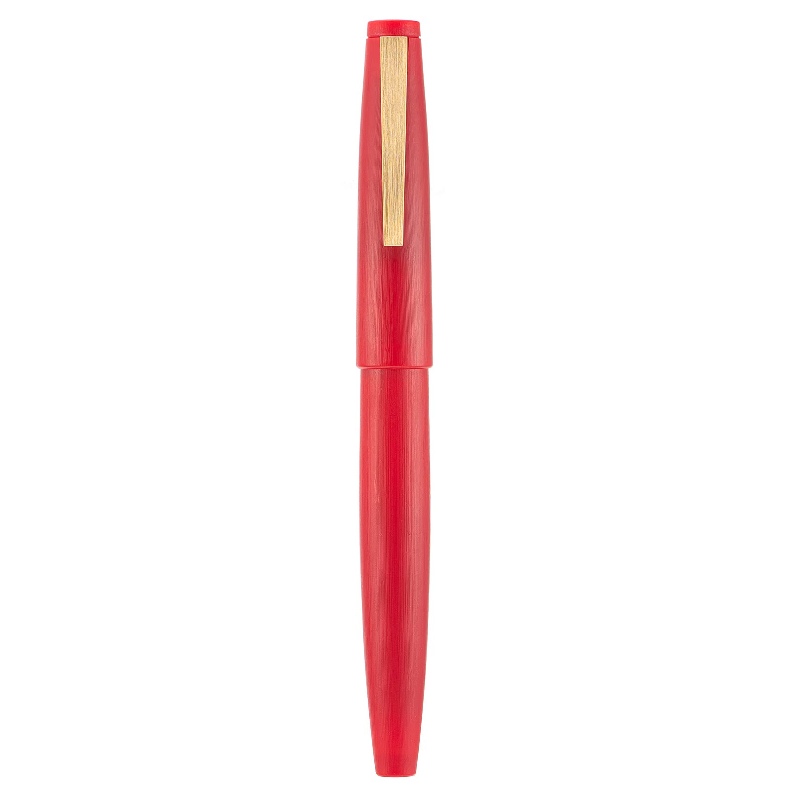 Jinhao 80 Red Fiber Brushed Fountain Pen, Ultra Fine Nib with Converter and Small Pen Bag Set (Golden Clip)