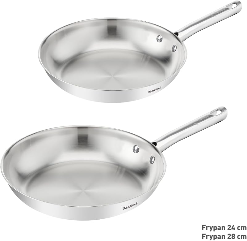Duetto On Pfannen-Set, 2-tlg. 24/28 cm, unversiegelt, dicker Wärmediffusionsboden, Komfort-Griff, langlebig, für alle Herdarten geeignet, Edelstahl, B866S234