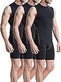 Neleus Men's 3 Pack Sport Compression Under Base Layer Athletic Tank Top,Black,US XL,Asia XXL