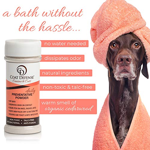 COAT DEFENSE Canine Daily Preventative Powder 6 Oz Waterless Dog