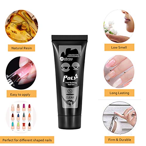 3 Colors Poly Gel Nail Kit, Clear Nude Quick Nail Extension Gel Kit Nail Enhancement Builder Gel Acrylic Nail Art Kit (15ml/pcs)