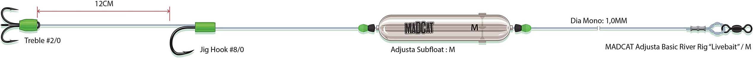 Madcat Adjusta Basic River Rig | Onderlijn | Livebait | Maat S