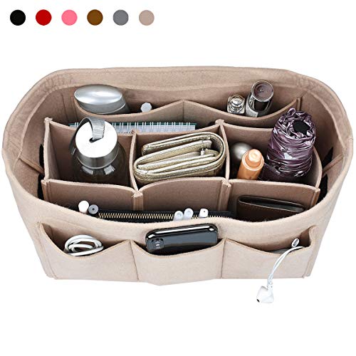 Hokeeper Felt Purse Insert Organizer, Handbag Organizer, Bag in Bag for Handbag Purse Tote, Diaper Bag Organizer, Stand on Its Own,10 Compartments, 4 Sizes, 6 Colors(XX-Large, Beige)