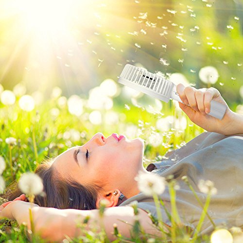 Mini Handheld Fan, HAMSWAN Portable Fan, Desk Fan, Personal Mini USB Fan, USB Rechargeable Battery Operated Fan -White - Thumbnail 7