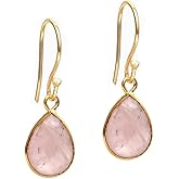 Gempires Teardrop Crystal Earring, Pear Shape Dangle Drop Earrings, Natural Gemstone Earring, Minimal, Everyday Wear, Hypoallergenic 14k Gold Plated, Gift for Mom Wife friend
