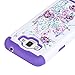 Core Prime Case, Elegant Choise Slim Dual Layer Armor Studded Rhinestone Bling Phone Case Cover with Flower Pattern for Samsung Galaxy Core Prime/Prevail LTE G360 (White+Purple)