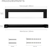 Goldenwarm 5 Pack Black Wardrobe Handles 128mm Hole Centers 140mm Length view 2