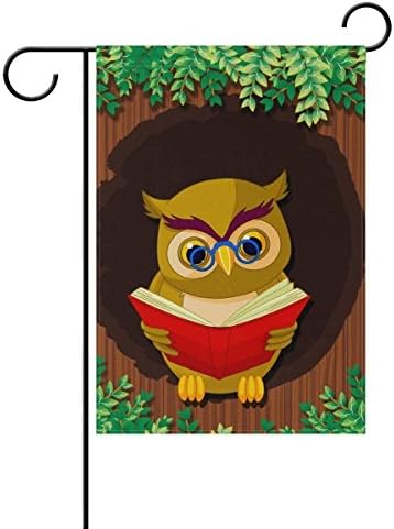 YQZsay Owl Reading Book With Glasses Double Sided Family Flag Polyester Outdoor Flag Home Party Decro Garden Flag