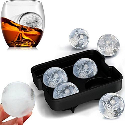 Four Holes Silicone Whiskey Ice Hockey Mold Ice Cube Tray With Lid by Umeshi