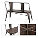 COSTWAY Industrial Dining Bench 2 Person Mid-Century Vintage Wood Seat Metal Backrest and Legs Indoor Outdoor Patio Garden Bench with Floor Protectors