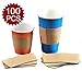 Aspire 100 Pcs Disposable Cup Sleeves Kraft Paper Coffee Cup Sleeve Jackets Holder for Hot Drinks 8 Ounce