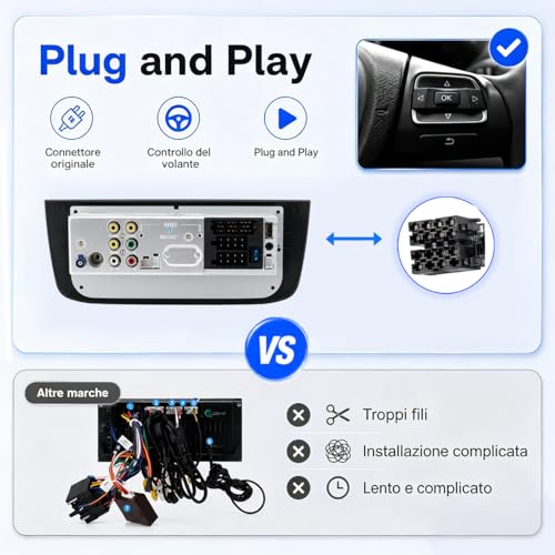 MAVYULQEF Linux Car Radio is compatible with Fiat Punto 2010-2016/Linea 2012-2015 Launch Light/Bluetooth/Wireless CarPlay/Android Auto/FM/AM/RDS/USB