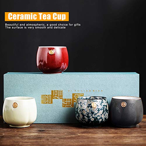 4 Stück Teetasse-Set Tea Cups Japanische Teetasse Retro Gebackene Teetasse Set Art Keramik Kung Fu Teegeschirr Kaffeetasse Geschenkbox Set für Home Office – Bild 5