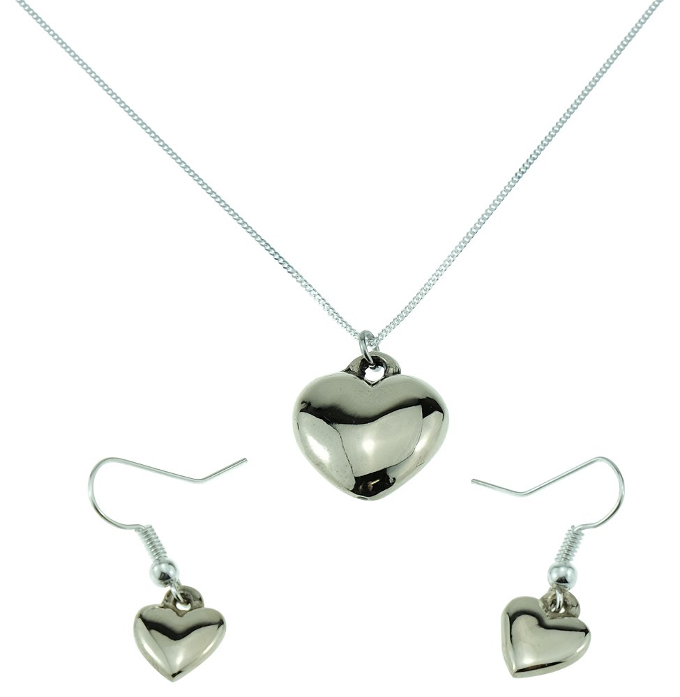 Pirantin 8th Anniversary Polished Bronze Heart Earring and Necklace Set
