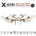 Voomall MJX X601H 2.4Ghz 6-axis Gyro 3D Roll Quadcopter Hexacopter Wireless and HD Video Real-time WiFi FPV C4005 Camera Drone with LED Light Air Pressure Altitude Hold One Key Return (Gold)