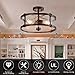 Tangkula Semi Flush Mount Ceiling Light, 3-Light Close To Ceiling Light Fixtures, Bubble Glass Ceiling Lamp with High-Transparency Bubble Glass Lampshade, for Living Room, Kitchen & Dining Hall