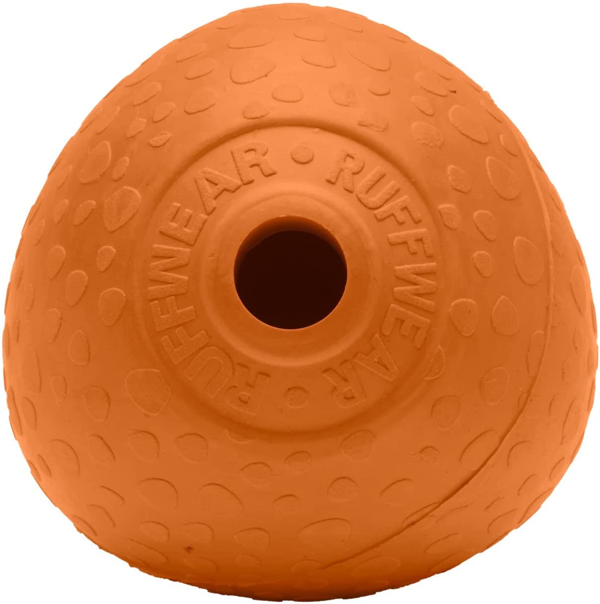 RUFFWEAR Huckama Dog Toy, Interactive Whistling Throw/Catch/Fetch Game made from Natural Rubber, Bouncy Egg Shape Ball for Indoor & Outdoor Play, Boredom Breaker, Chew Safe, Campfire Orange