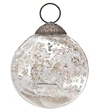 Luna Bazaar Mercury Glass Ornament (Wide Line Design, 3-Inch, Silver) - Vintage-Style Decoration
