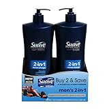 Suave Men Ocean Charge 2-in-1 Shampoo + Conditioner 28 oz w/ Salon Pump (2-Pack)