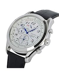 Seiko SPC131P1: Reloj con correa de cuero negro, dial blanco, cronógrafo perpetuo, con alarma, neoclásico, para hombre