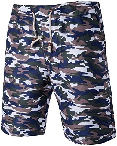 Vska Men's Lace-up Loose Plus-Size Stretchy Waist Camo Printed Pockets Short Pants Coffee M