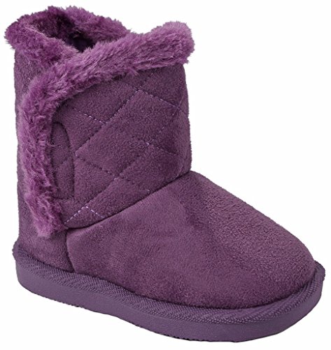 Baby Girls Toddler Warm30F Purple Slouch Buttons/Sweater Knit Faux Fur Lined Soft Sole Infant Boots-9