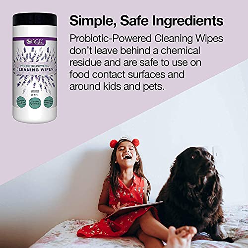 Probiotic Powered & Compostable Cleaning Wipes with Organic Lavender Essential Oil, All Natural