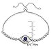 Hoops & Loops Sterling Silver Blue Cubic Zirconia Evil Eye Pull String Adjustable Bracelet