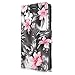 Cellularvilla Sharp Aquos Crystal Pu Leather Wallet Card Flip Open Pocket Case Cover Pouch for Sharp Aquos Crystal 306SH (Black Pink Flower)