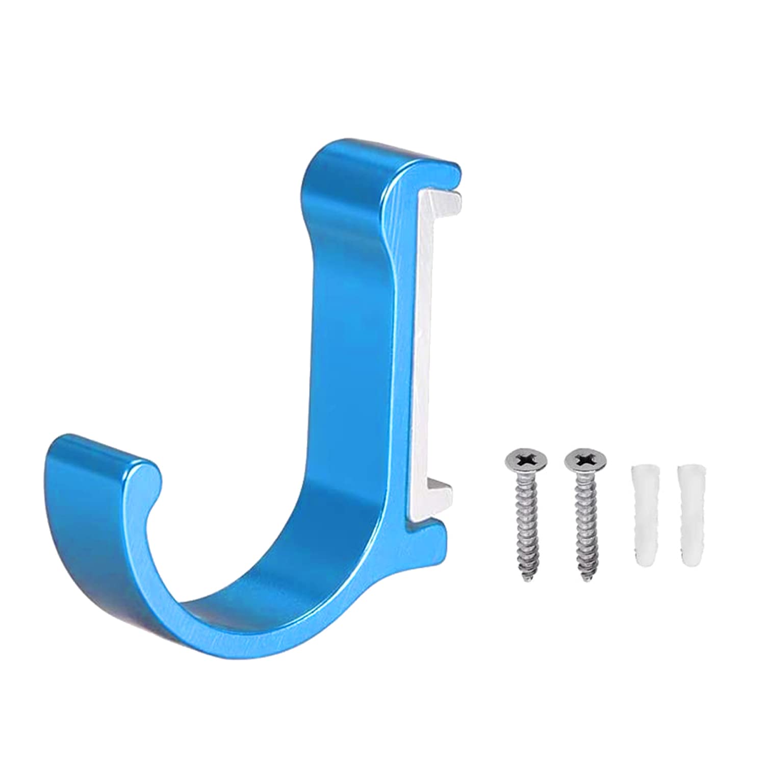 MroMax Wall Mounted Hook Robe Hooks Single Towel Hanger with Screws Aluminum Alloy Sky Blue 1pcs