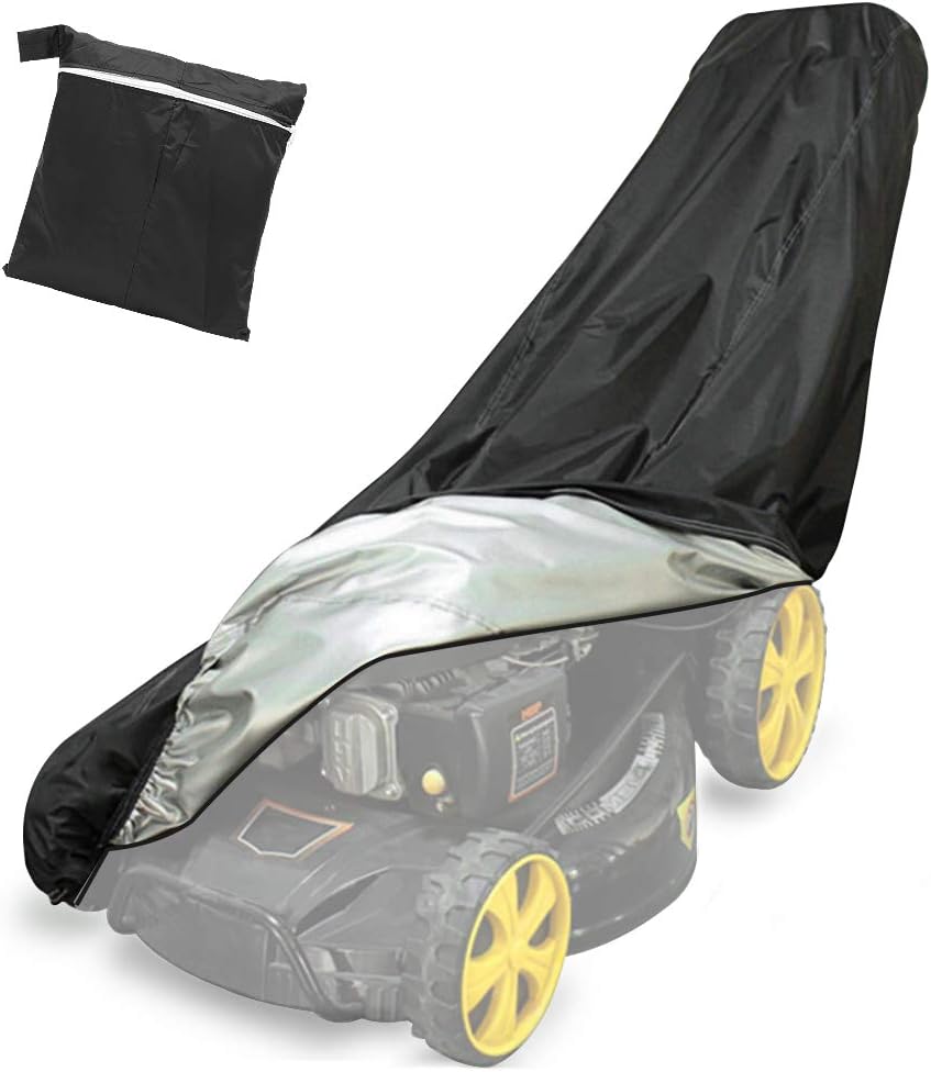 Yansion Premium Lawn Mower Cover Waterproof 210D Heavy Duty Polyester Coated Dustproof All-Weather Anti-UV Protector 76 * 25 * 57 * 44in Protective Cover Tarp with a Storage Bag