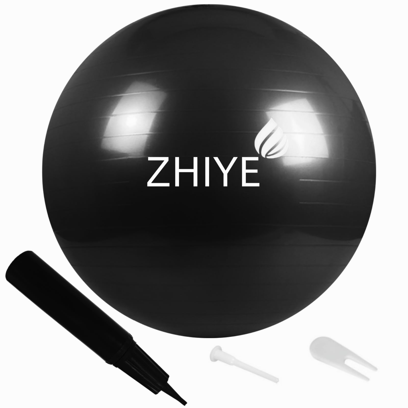 ZHIYE Black 65CM Pilates Ball, Yoga Exercise Ball, Core Fitness Bender, Stability, Barre, Training, Physical Therapy, Swiss Ball, Gym Home