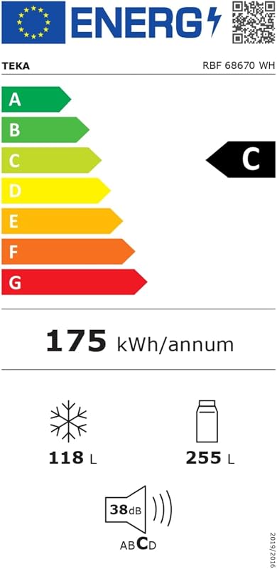 Frigorífico Combi Libre Instalación, No Frost Total, Blanco, 373 l