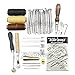 AngelaKerry 14pcs X Leathercraft Basic Accessories Tools Kit for Hand Sewing Stitching Wheels and Stamping Set Beginner