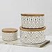 Decorative Containers Canister Set 3, Porcelain Geometric Storage Jars with Bamboo Lids, Holiday Gift