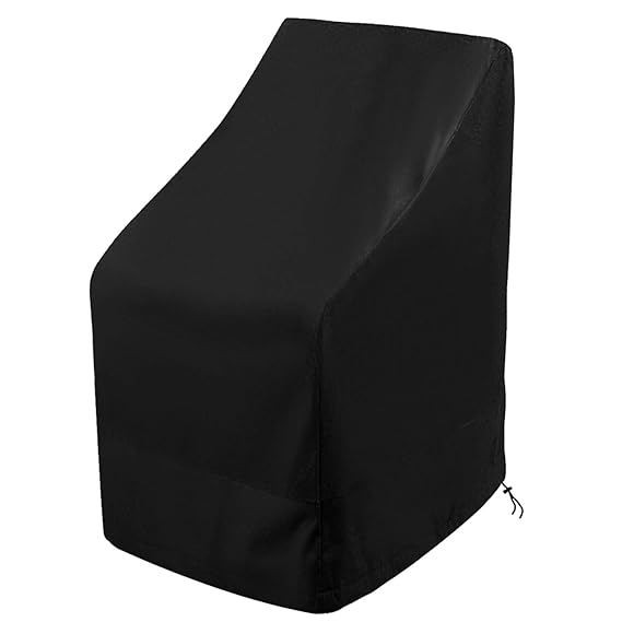 Callni Schutzhülle für Gartenstühle Abdeckung Stapelstühle Wasserdicht atmungsaktiver 420D Oxford-Gewebe, 65 x 65 x 120/80 cm (Schwarz)