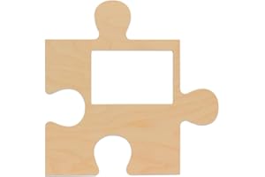 Unfinished Wood Puzzle Piece Picture Frame, 12 x 12 Inches with 4x6 Picture Slot, Connectable Timeline Wall Plaqu, DIY Craft Décor, by Woodpeckers