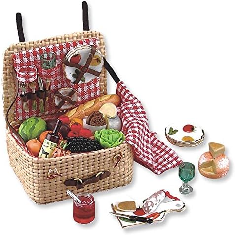 Dollhouse Miniature 1:12 Scale Deluxe Garden Picnic Basket Set