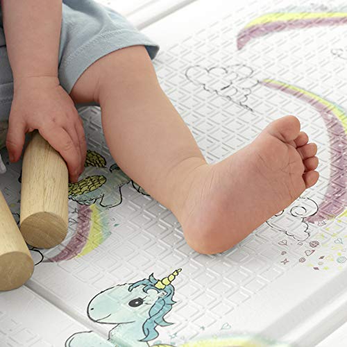 JumpOff Jo - Large Waterproof Foam Padded Play Mat for Infants, Babies, Toddlers, Play & Tummy Time, Foldable Activity Mat, 70 in. x 59 in. - Fairy Blossom