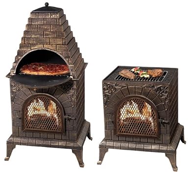 Deeco DM-0039-IA-C Aztec Allure Cast Iron Pizza Oven Chiminea