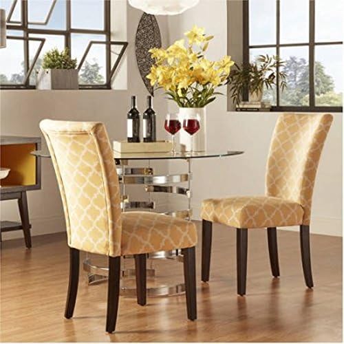 Chelsea Lane Espresso Parson Chair , Set of 2, Banana Yellow | Solid Wooden Chair , Set of 2 - Banana Yellow