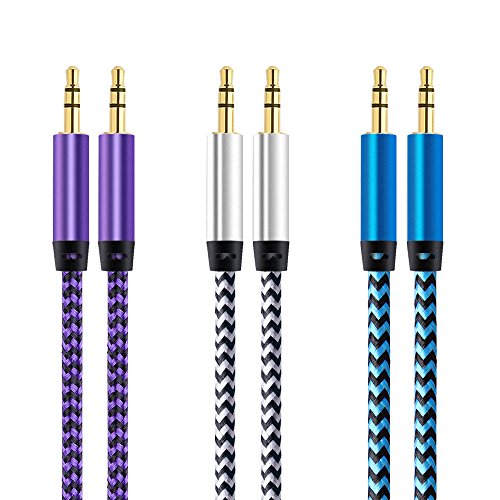Aux Cable, CableLovers 3 Pack 5FT Nylon Braided Hi-Fi Sound Quality Audio Cable 3.5MM Male to Male Auxiliary Audio Cord…