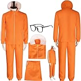 VFGONU Men Costume Outfit Uniform Orange Suit Pants Top Full Set