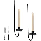 Wall Candle Holder Set of 2, Modern Candle Sconces Wall Mount Metal Holders Hanging Candle Pillar Holder for Living Room, Wed