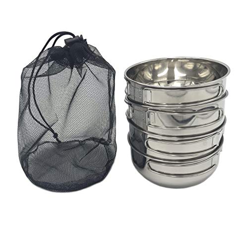 image for A Yue Stainless Steel Bowl Set of 4 with Mesh Bag, Portable for Outdoo