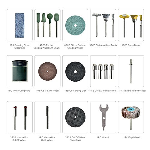 Longmate 349 pcs Rotary Tool Accessories Set All Purpose Accessory Kit for Grinding Sanding Polishing Rotary Tools - Thumbnail 2